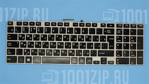 Клавиатура для ноутбука Toshiba C50, C70, L850 черная с серой рамкой, с подсветкой 6675